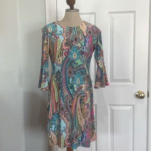 Tommy Hilfiger dress Jaipur Paisley bell sleeves pullover lightweight stretch 2